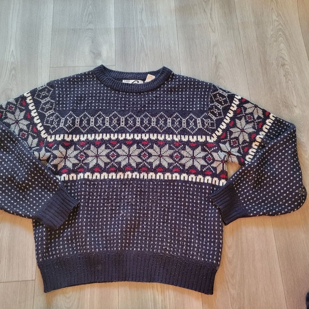 Vintage Steep Slopes Wool Blend Nordic Sweater Mens Medium